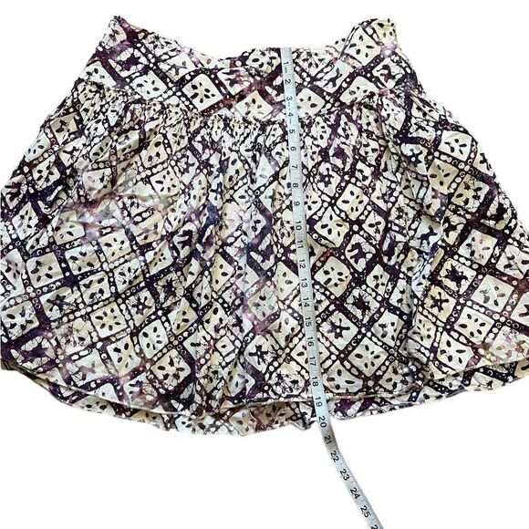 Cream & Purple High Waisted Flouncy Short Lined Mini Skirt L - Picture 6 of 7